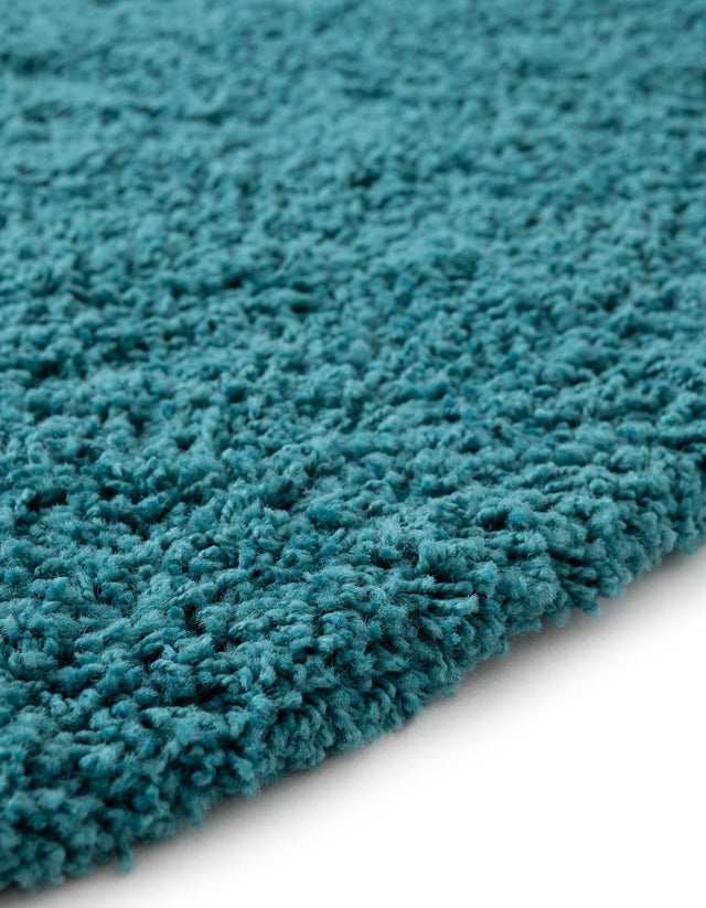 Deep Aqua Blue 7' 10 x 7' 10 Solid Shag Round Area Rug Thick Soft Touch Fluffy & Plush Shaggy Pile Durable Minimalist Carpet for Classic Interior Design for Sale at Rug Engine