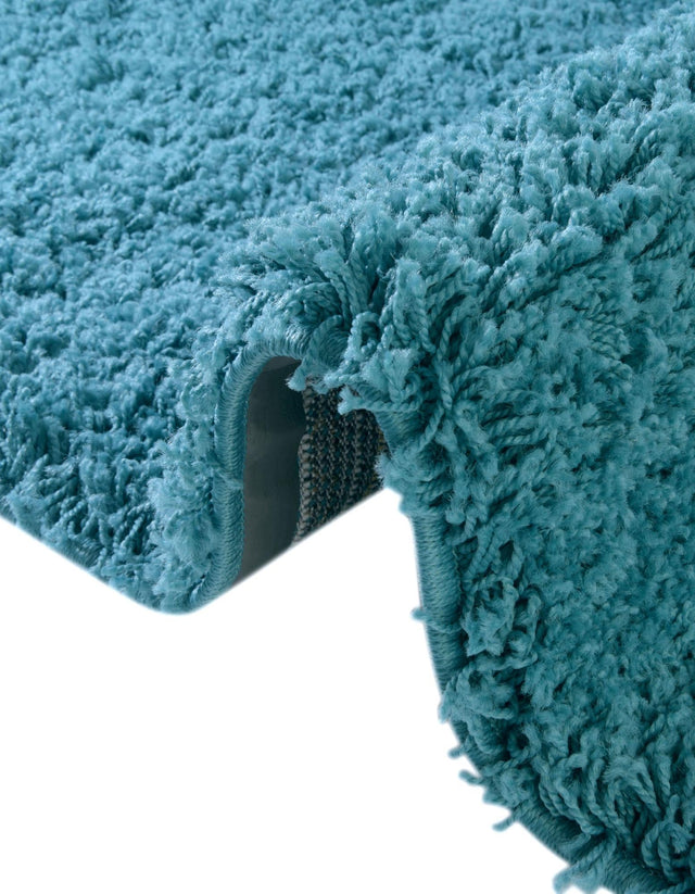 Deep Aqua Blue 5' 3 x 5' 3 Solid Shag Round Area Rug Thick Soft Touch Fluffy & Plush Shaggy Pile Durable Minimalist Carpet for Classic Interior Design for Sale at Rug Engine