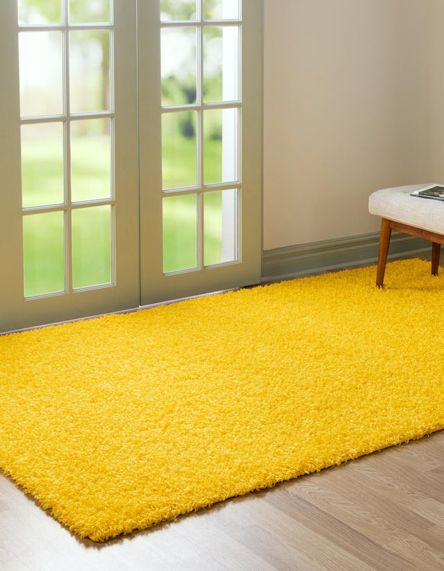 Tuscan Sun Yellow 7' 10 x 11' Solid Shag Rectangle Area Rug Thick Soft Touch Fluffy & Plush Shaggy Pile