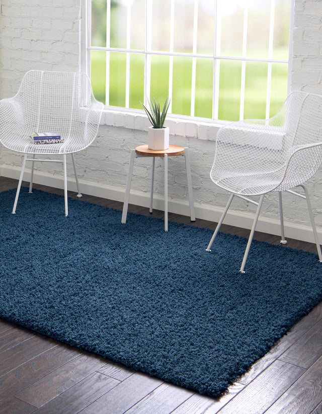 Sapphire Blue 5' 3 x 8' Solid Shag Rectangle Area Rug Thick Soft Touch Fluffy & Plush Shaggy Pile