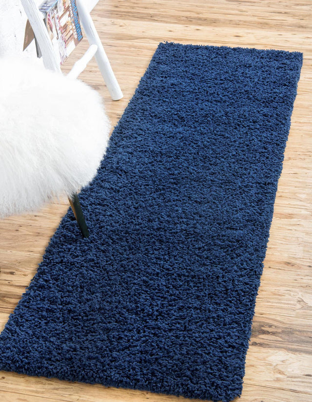 Sapphire Blue 2' 7 x 16' 5 Solid Shag Runner Area Rug Thick Soft Touch Fluffy & Plush Shaggy Pile Durable Minimalist Carpet for Classic Interior Design for Sale at Rug Engine