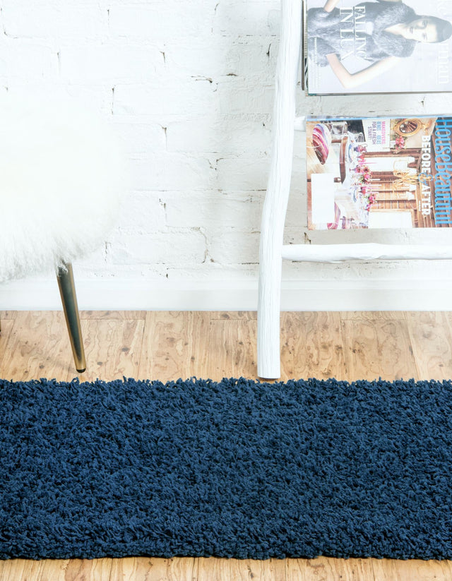 Sapphire Blue 2' 7 x 10' Solid Shag Runner Area Rug Thick Soft Touch Fluffy & Plush Shaggy Pile Durable Minimalist Carpet for Classic Interior Design for Sale at Rug Engine