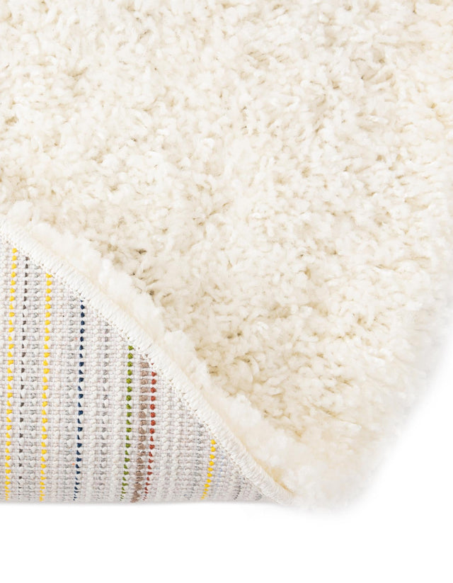 Snow White 4' 1 x 4' 1 Solid Shag Round Area Rug Thick Soft Touch Fluffy & Plush Shaggy Pile Durable Minimalist Carpet for Classic Interior Design for Sale at Rug Engine
