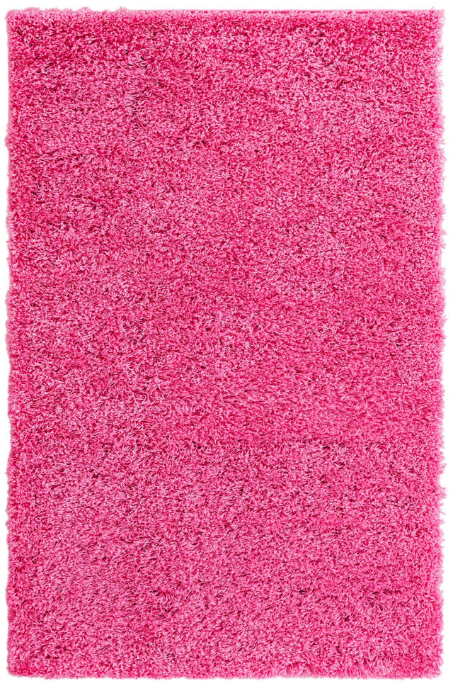 Taffy Pink 4' 1 x 6' 1 Solid Shag Rectangle Area Rug Thick Soft Touch Fluffy & Plush Shaggy Pile Durable Minimalist Carpet for Classic Interior Design for Sale at Rug Engine