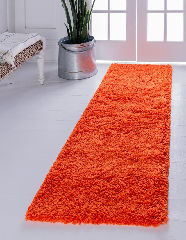 Tiger Orange 2' 7 x 19' 8 Solid Shag Runner Area Rug Thick Soft Touch Fluffy & Plush Shaggy Pile Durable Minimalist Carpet for Classic Interior Design for Sale at Rug Engine