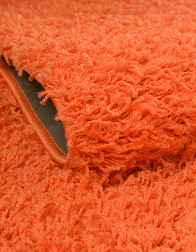 Tiger Orange 3' 1 x 3' 1 Solid Shag Round Area Rug Thick Soft Touch Fluffy & Plush Shaggy Pile Durable Minimalist Carpet for Classic Interior Design for Sale at Rug Engine