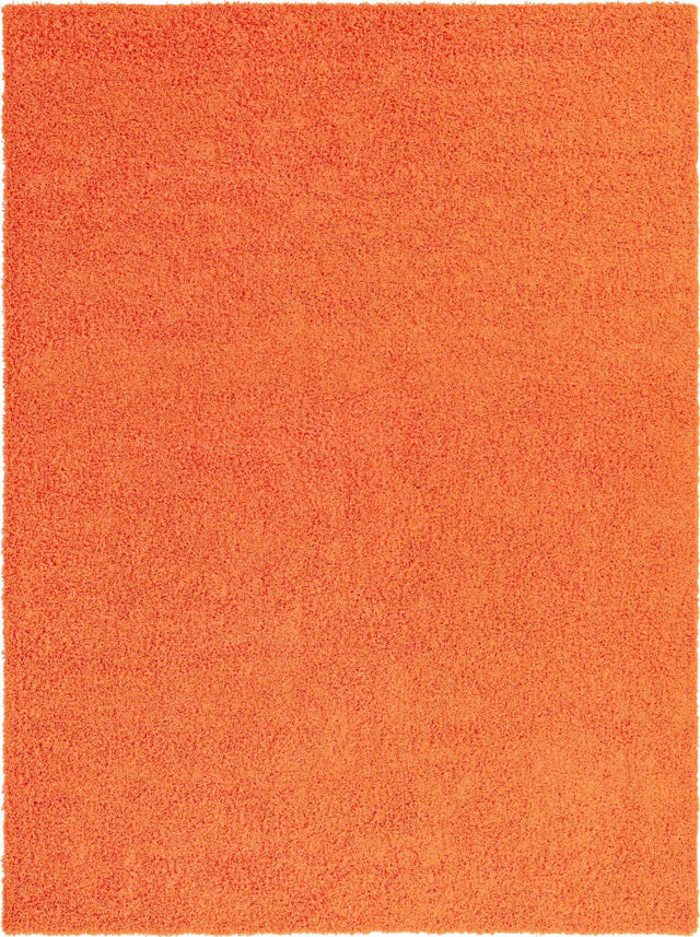 Tiger Orange 9' x 12' Solid Shag Rectangle Area Rug Thick Soft Touch Fluffy & Plush Shaggy Pile Durable Minimalist Carpet for Classic Interior Design for Sale at Rug Engine