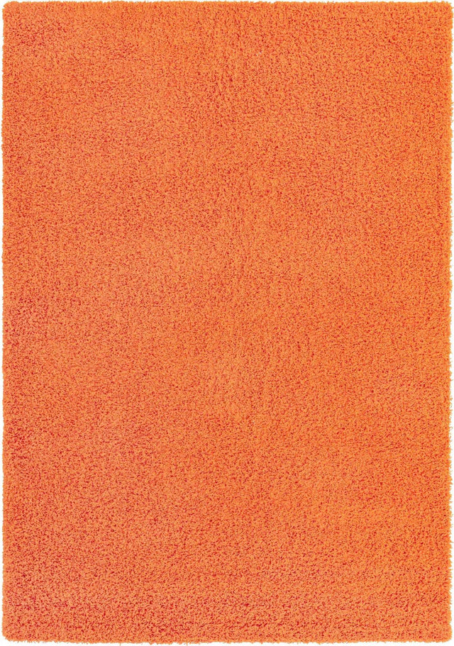 Tiger Orange 4' 1 x 6' 1 Solid Shag Rectangle Area Rug Thick Soft Touch Fluffy & Plush Shaggy Pile Durable Minimalist Carpet for Classic Interior Design for Sale at Rug Engine