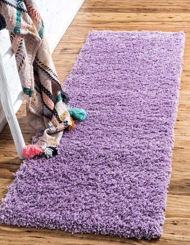 Lilac 2' 7 x 10' Solid Shag Runner Area Rug Thick Soft Touch Fluffy & Plush Shaggy Pile Durable Minimalist Carpet for Classic Interior Design for Sale at Rug Engine