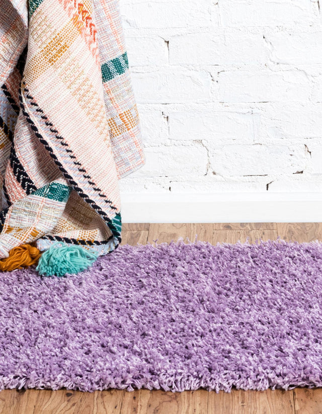 Lilac 2' 7 x 10' Solid Shag Runner Area Rug Thick Soft Touch Fluffy & Plush Shaggy Pile Durable Minimalist Carpet for Classic Interior Design for Sale at Rug Engine
