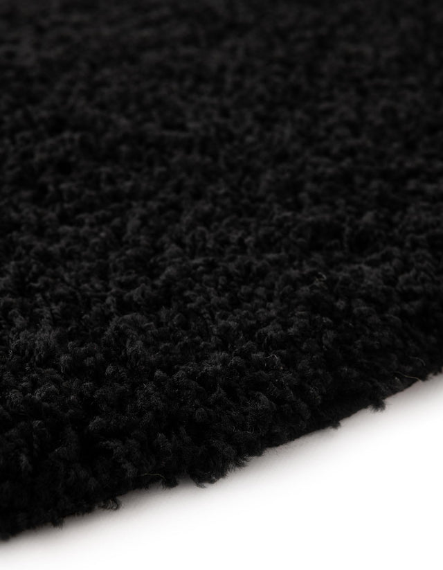 Jet Black 3' 1 x 3' 1 Solid Shag Round Area Rug Thick Soft Touch Fluffy & Plush Shaggy Pile
