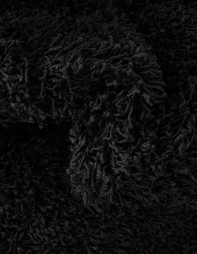 Jet Black 3' 1 x 3' 1 Solid Shag Round Area Rug Thick Soft Touch Fluffy & Plush Shaggy Pile