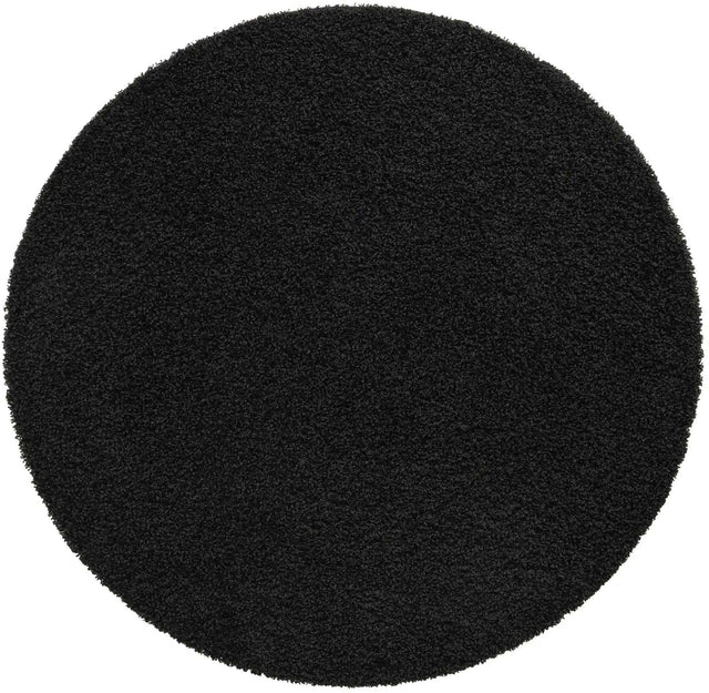 Jet Black 6' 1 x 6' 1 Solid Shag Round Area Rug Thick Soft Touch Fluffy & Plush Shaggy Pile Durable Minimalist Carpet for Classic Interior Design for Sale at Rug Engine