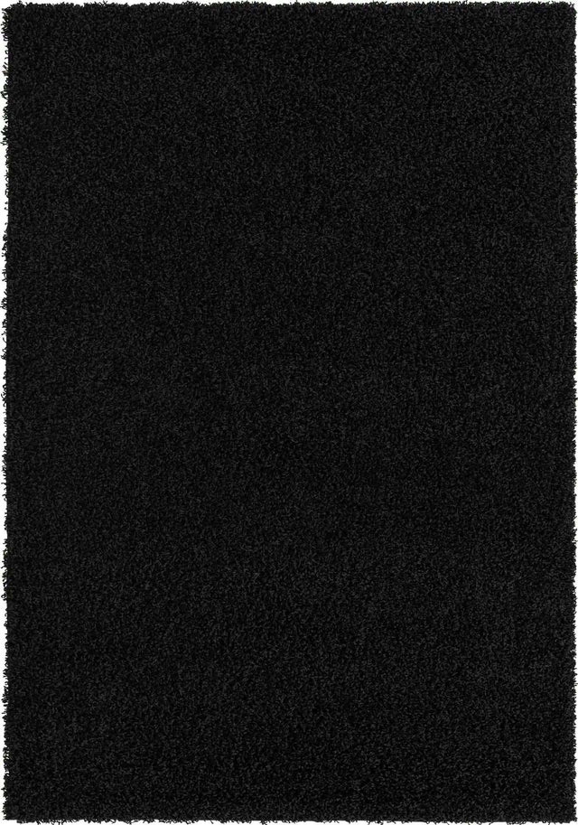 Jet Black 4' 1 x 6' 1 Solid Shag Rectangle Area Rug Thick Soft Touch Fluffy & Plush Shaggy Pile Discounted Clearance Final Sale