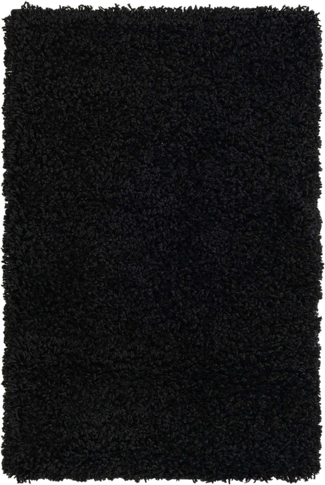 Jet Black 2' x 3' 1 Solid Shag Rectangle Area Rug Thick Soft Touch Fluffy & Plush Shaggy Pile