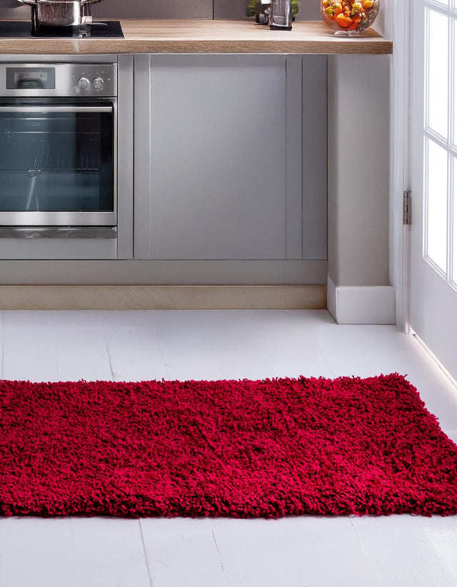 Cherry Red 2' 7 x 13' 1 Solid Shag Runner Area Rug Thick Soft Touch Fluffy & Plush Shaggy Pile Durable Minimalist Carpet for Classic Interior Design for Sale at Rug Engine