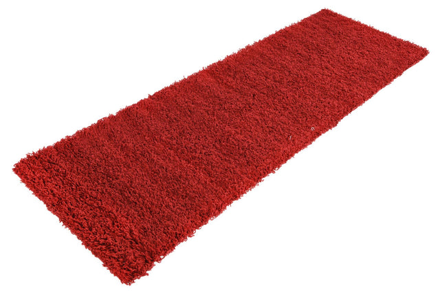 Cherry Red 2' 1 x 6' 5 Solid Shag Runner Area Rug Thick Soft Touch Fluffy & Plush Shaggy Pile Durable Minimalist Carpet for Classic Interior Design for Sale at Rug Engine