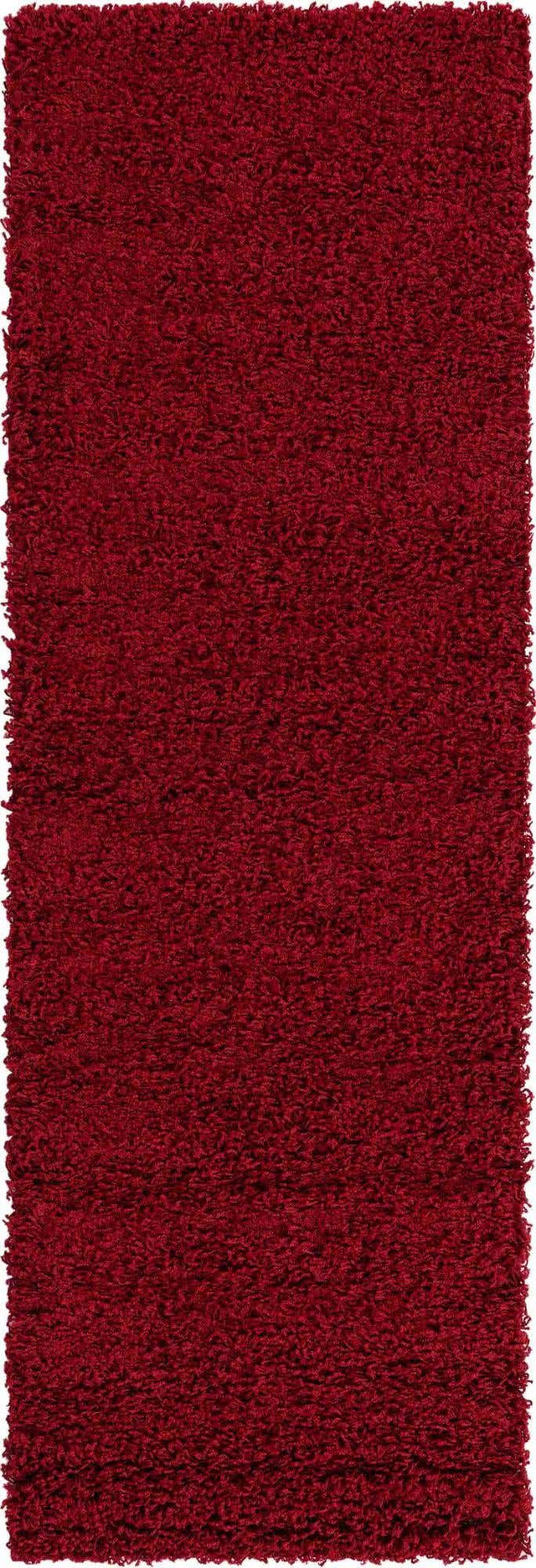 Cherry Red 2' 1 x 6' 5 Solid Shag Runner Area Rug Thick Soft Touch Fluffy & Plush Shaggy Pile Durable Minimalist Carpet for Classic Interior Design for Sale at Rug Engine