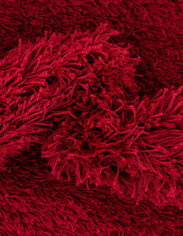 Cherry Red 5' 3 x 5' 3 Solid Shag Round Area Rug Thick Soft Touch Fluffy & Plush Shaggy Pile