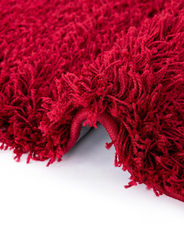 Cherry Red 5' 3 x 5' 3 Solid Shag Round Area Rug Thick Soft Touch Fluffy & Plush Shaggy Pile