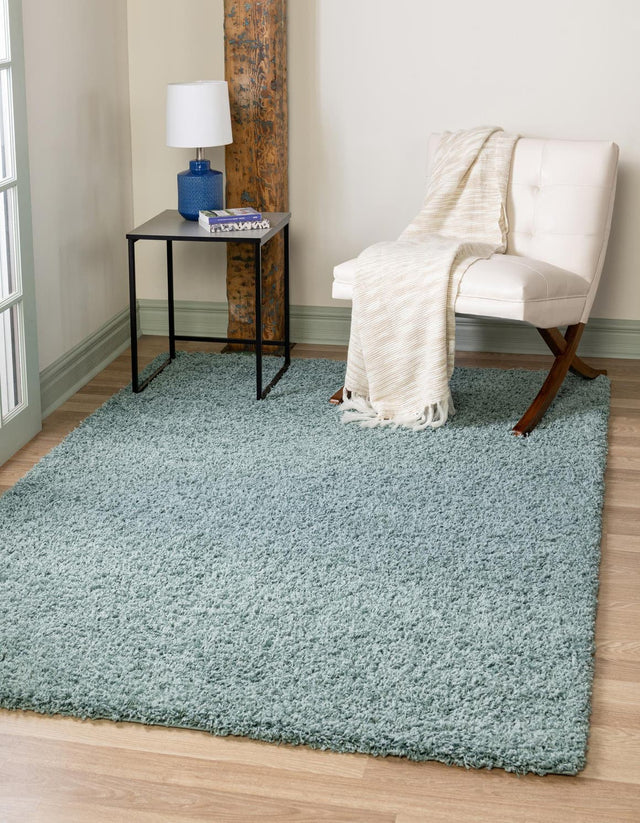 Light Slate Blue 4' 1 x 6' 1 Solid Shag Rectangle Area Rug Thick Soft Touch Fluffy & Plush Shaggy Pile