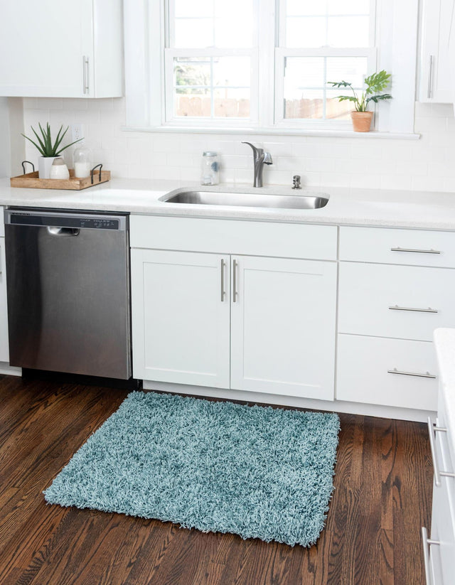 Light Slate Blue 4' 1 x 6' 1 Solid Shag Rectangle Area Rug Thick Soft Touch Fluffy & Plush Shaggy Pile