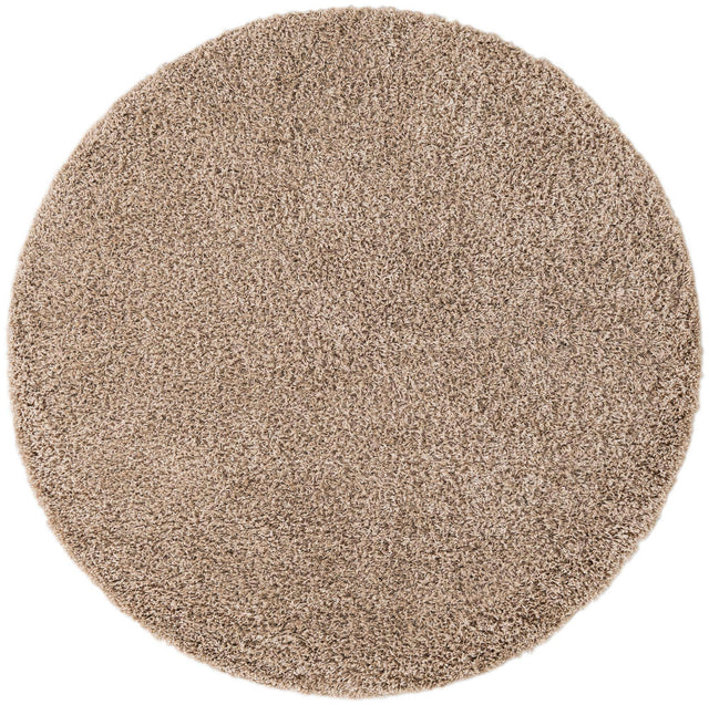 Taupe 6' 1 x 6' 1 Solid Shag Round Area Rug Thick Soft Touch Fluffy & Plush Shaggy Pile Durable Minimalist Carpet for Classic Interior Design for Sale at Rug Engine