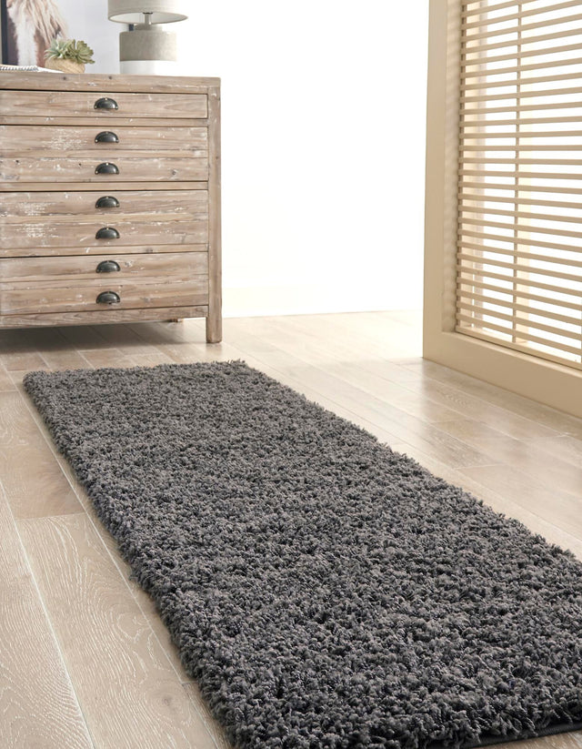 Graphite Gray 2' 7 x 19' 8 Solid Shag Runner Area Rug Thick Soft Touch Fluffy & Plush Shaggy Pile Durable Minimalist Carpet for Classic Interior Design for Sale at Rug Engine