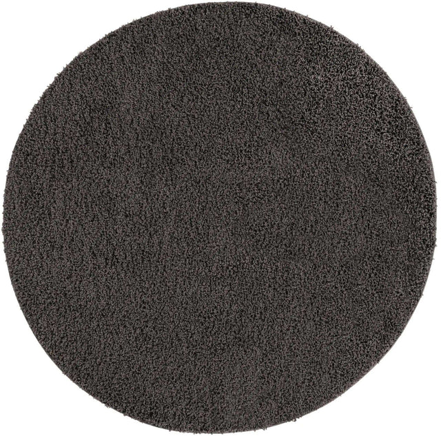 Graphite Gray 6' 1 x 6' 1 Solid Shag Round Area Rug Thick Soft Touch Fluffy & Plush Shaggy Pile Durable Minimalist Carpet for Classic Interior Design for Sale at Rug Engine