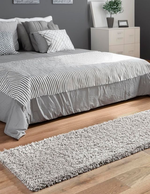 Cloud Gray 2' 7 x 19' 8 Solid Shag Runner Area Rug Thick Soft Touch Fluffy & Plush Shaggy Pile Durable Minimalist Carpet for Classic Interior Design for Sale at Rug Engine