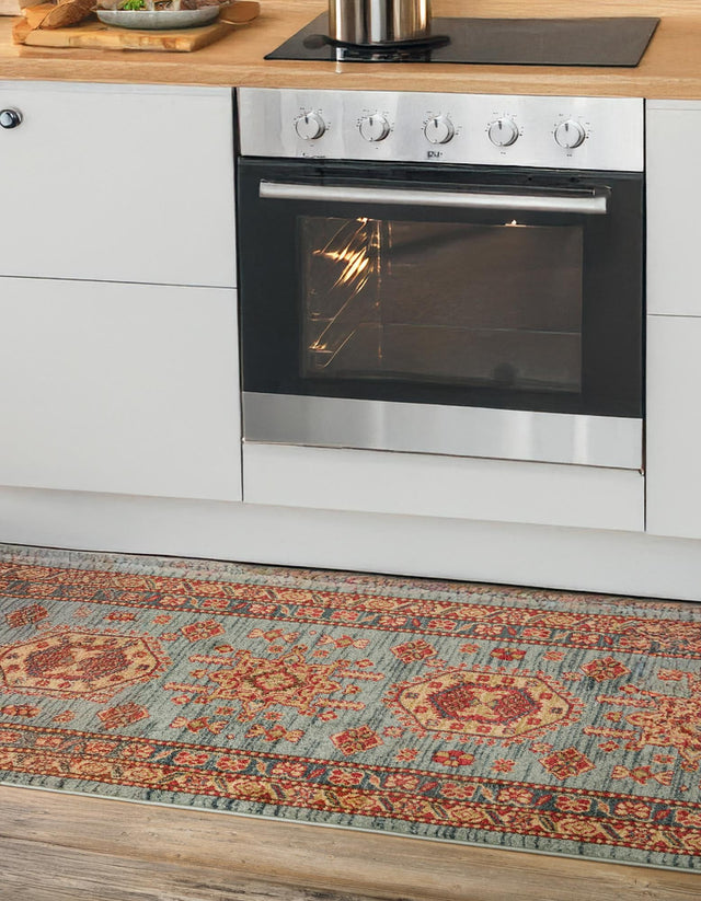 Light Blue 2' x 6' 1 Sahand Runner Area Rug Affordable Easy Clean Traditional Design Durable Carpet for Home Interior Design Living Room Dining Office for Sale at Rug Engine