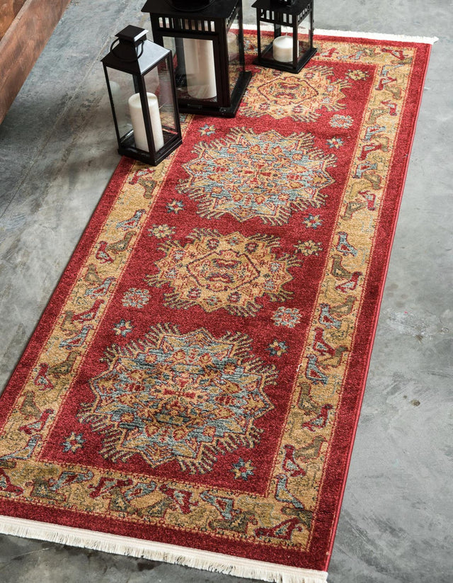 Red 2' 7 x 7' 1 Sahand Runner Area Rug Affordable Easy Clean Traditional Design Durable Carpet for Home Interior Design Living Room Dining Office for Sale at Rug Engine