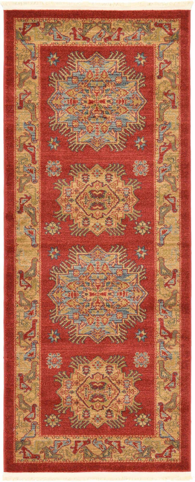 Red 2' 7 x 7' 1 Sahand Runner Area Rug Affordable Easy Clean Traditional Design Durable Carpet for Home Interior Design Living Room Dining Office for Sale at Rug Engine