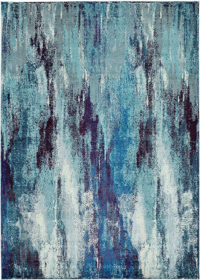 Blue 7' 1 x 10' Jardin Rectangle Area Rug 100% Polypropylene With Cotton Backing Colorful & Vivid Modern Carpet for Home Decor for Sale at Rug Engine