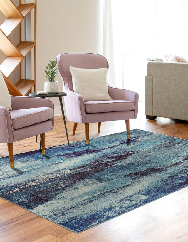 Blue 10' x 13' 1 Jardin Rectangle Area Rug 100% Polypropylene With Cotton Backing Colorful & Vivid Modern Carpet for Home Decor for Sale at Rug Engine