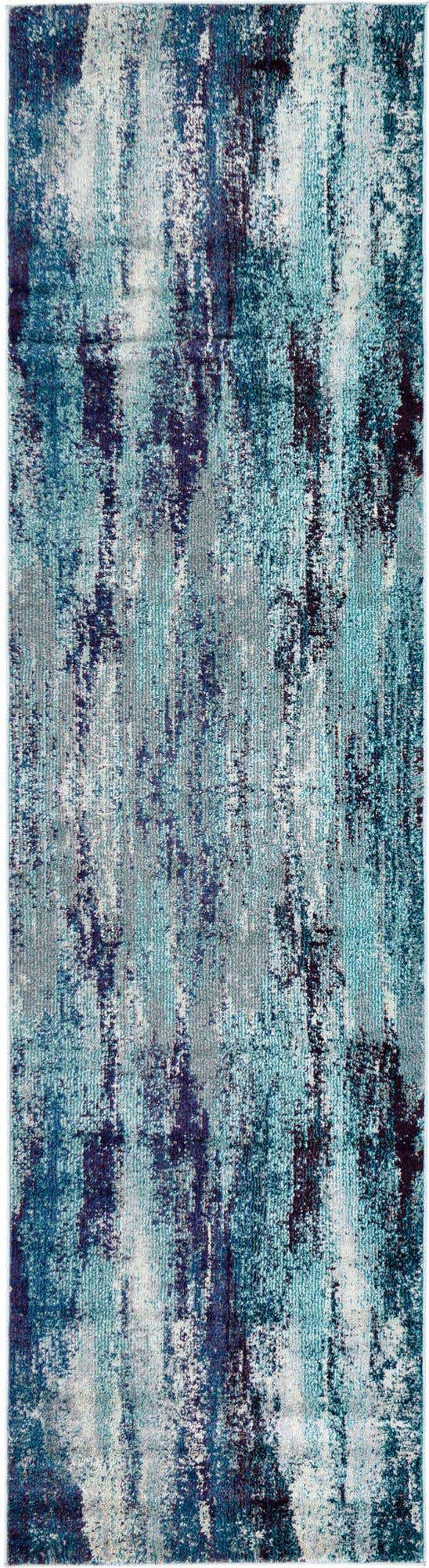 Blue 2' 7 x 10' Jardin Runner Area Rug 100% Polypropylene With Cotton Backing Colorful & Vivid Modern Carpet for Home Decor for Sale at Rug Engine