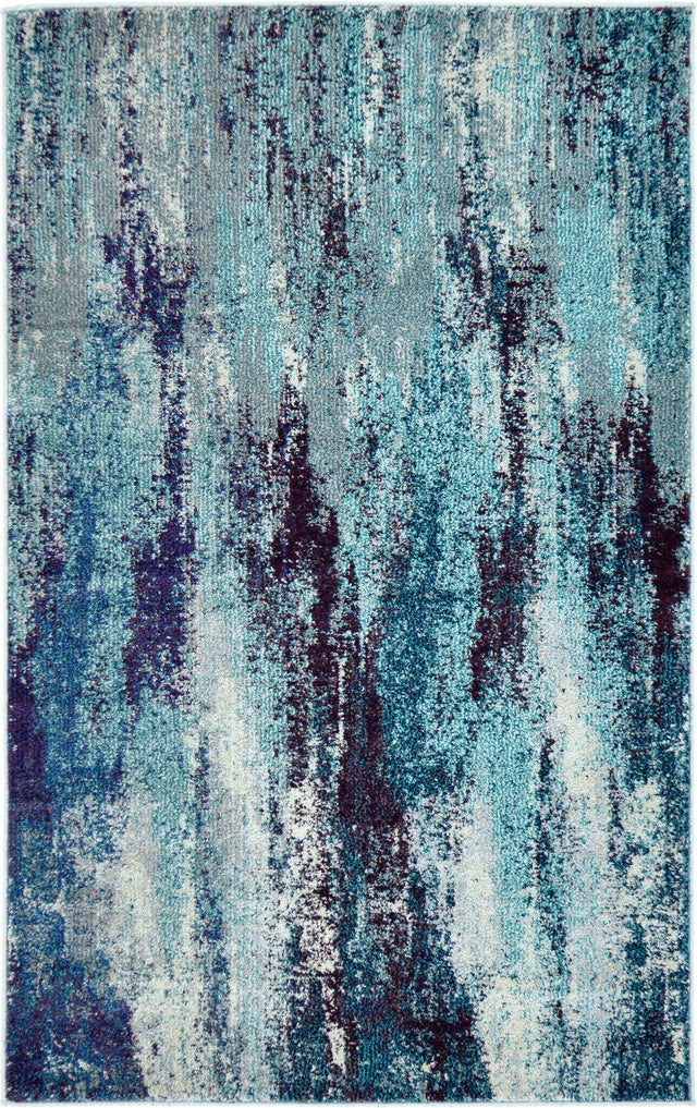 Blue 3' 3 x 5' 3 Jardin Rectangle Area Rug 100% Polypropylene With Cotton Backing Colorful & Vivid Modern Carpet for Home Decor for Sale at Rug Engine