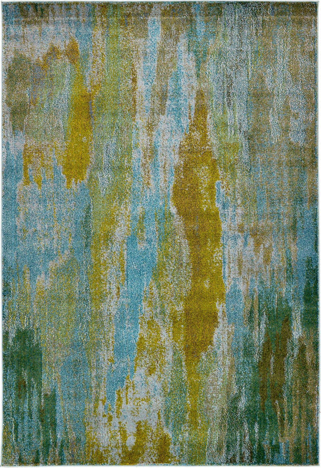 Turquoise 6' 1 x 9' Jardin Rectangle Area Rug 100% Polypropylene With Cotton Backing Colorful & Vivid Modern Carpet for Home Decor for Sale at Rug Engine