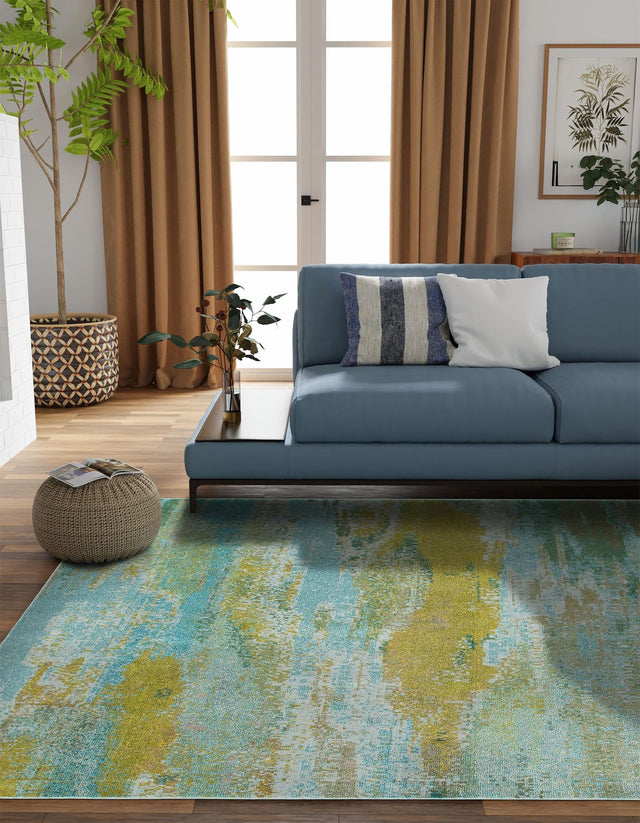 Turquoise 8' x 8' Jardin Square Area Rug 100% Polypropylene With Cotton Backing Colorful & Vivid Modern Carpet for Home Decor for Sale at Rug Engine