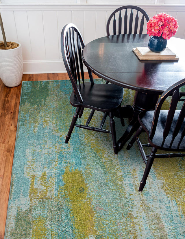 Turquoise 8' x 8' Jardin Square Area Rug 100% Polypropylene With Cotton Backing Colorful & Vivid Modern Carpet for Home Decor for Sale at Rug Engine