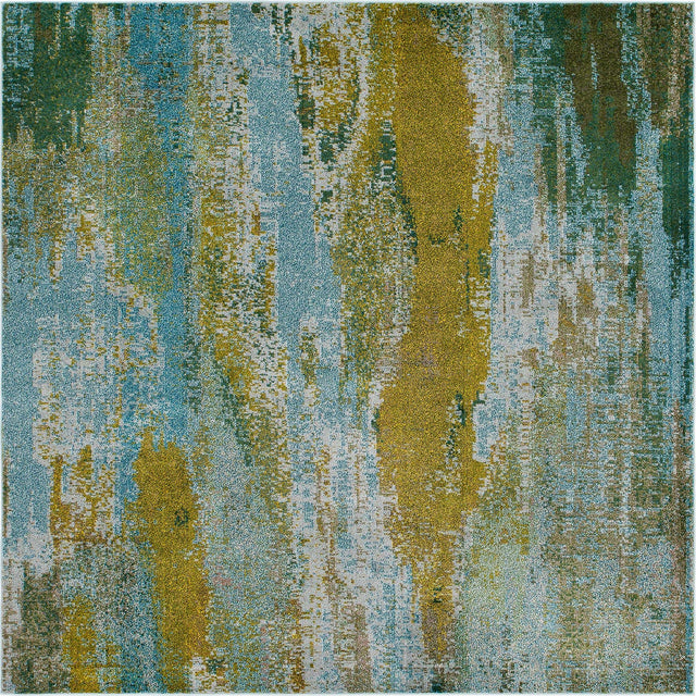 Turquoise 8' x 8' Jardin Square Area Rug 100% Polypropylene With Cotton Backing Colorful & Vivid Modern Carpet for Home Decor for Sale at Rug Engine