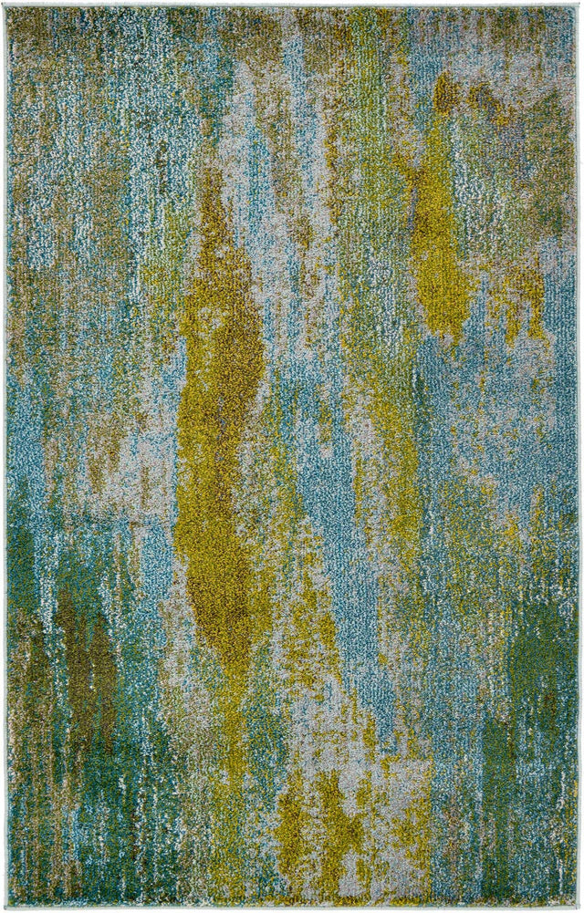 Turquoise 3' 3 x 5' 3 Jardin Rectangle Area Rug 100% Polypropylene With Cotton Backing Colorful & Vivid Modern Carpet for Home Decor for Sale at Rug Engine