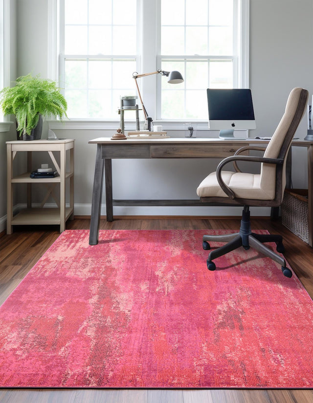 Pink 5' 1 x 8' Jardin Rectangle Area Rug 100% Polypropylene With Cotton Backing Colorful & Vivid Modern Carpet for Home Decor for Sale at Rug Engine