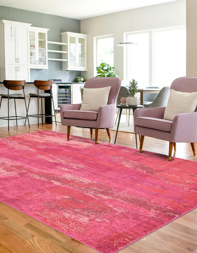 Pink 7' 1 x 10' Jardin Rectangle Area Rug 100% Polypropylene With Cotton Backing Colorful & Vivid Modern Carpet for Home Decor for Sale at Rug Engine