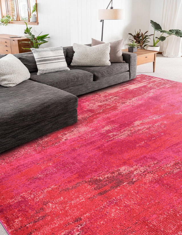 Pink 7' 1 x 10' Jardin Rectangle Area Rug 100% Polypropylene With Cotton Backing Colorful & Vivid Modern Carpet for Home Decor for Sale at Rug Engine