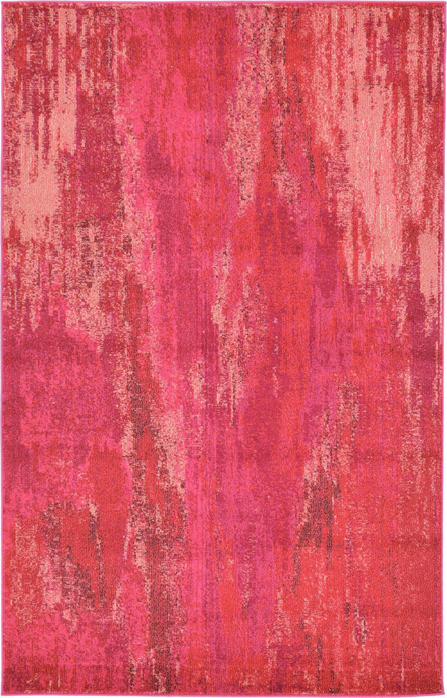 Pink 5' 1 x 8' Jardin Rectangle Area Rug 100% Polypropylene With Cotton Backing Colorful & Vivid Modern Carpet for Home Decor for Sale at Rug Engine