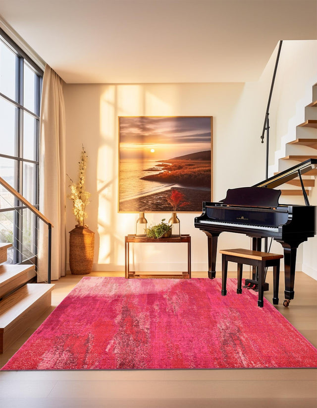 Pink 8' x 8' Jardin Square Area Rug 100% Polypropylene With Cotton Backing Colorful & Vivid Modern Carpet for Home Decor for Sale at Rug Engine