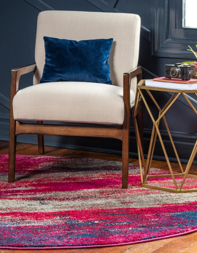 Red 6' 1 x 6' 1 Jardin Round Area Rug 100% Polypropylene With Cotton Backing Colorful & Vivid Modern Carpet for Home Decor for Sale at Rug Engine