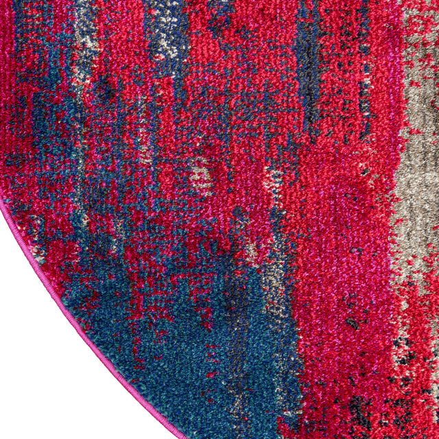 Red 6' 1 x 6' 1 Jardin Round Area Rug 100% Polypropylene With Cotton Backing Colorful & Vivid Modern Carpet for Home Decor for Sale at Rug Engine