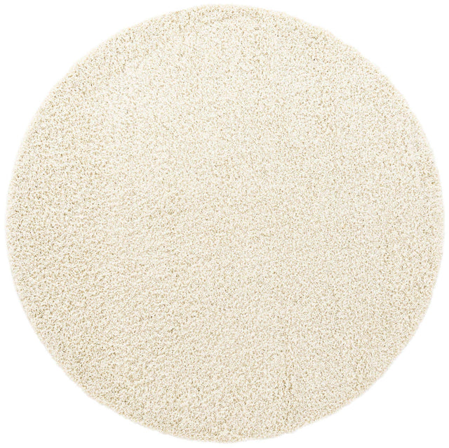 Pure Ivory 7' 10 x 7' 10 Solid Shag Round Area Rug Thick Soft Touch Fluffy & Plush Shaggy Pile